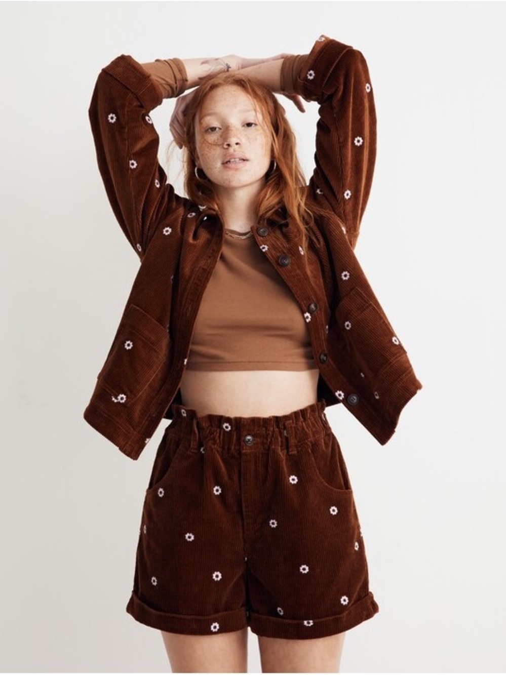 Madewell Brown Corduroy Jacket with Daisy Details